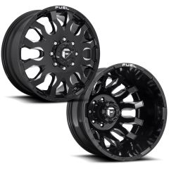 (Full Set - 6 Wheels) 20 Inch Fuel Off-Road Blitz Gloss Black Milled Dually D673 8x170 (Fits up to 12.5" Tires)