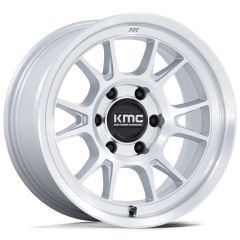 17x8.5 KMC KM729 Range Gloss Silver Machined 5x5/127 -10mm