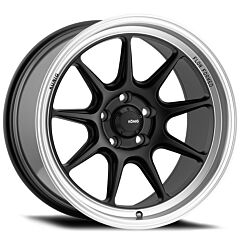 Staggered Full Set: Konig Countergram Matte Black w/ Matte Machined Lip (Flow Formed)