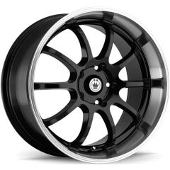 16x7 Konig Lightning Gloss Black w/ Machined Lip 5x100 5x4.5/114.3 40mm
