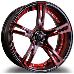 20x9 Marquee M3247 Gloss Black w/ Red Milled & Inner Lip 5x4.5/114.3 35mm