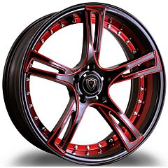 Staggered Full Set: Marquee M3247 Gloss Black w/ Red Milled & Inner Lip