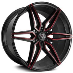 22x9.5 Marquee M3259A Gloss Black w/ Red Milled 6x5.5/139.7 30mm