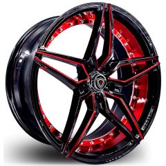 20x9 Marquee M3259 Gloss Black w/ Red Milled & Inner Lip 5x120 15mm