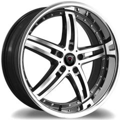 20x9 Marquee M5329 Gloss Black Machined w/ Chrome Stainless Steel Lip 5x112 25mm