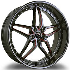 Staggered Full Set: Marquee M5331 Gloss Black w/ Red Milled
