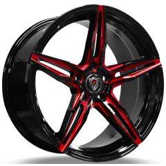 18x8.5 Marquee M8888 Gloss Black w/ Red Milled 5x4.5/113.4 35mm
