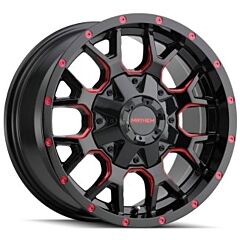 (Clearance - No Returns) 17x9 Mayhem Warrior 8015BTR Gloss Black w/ Prism Red 5x5/127 5x5.5/139.7 -12mm