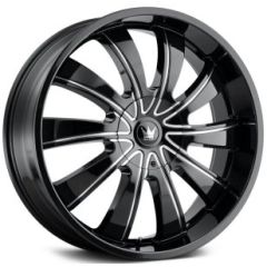 (Clearance - No Returns) 24x9.5 Mazzi Rolla 374 Gloss Black w/ Milled Spokes 5x5/127 5x5.5/139.7 18mm