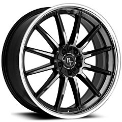 18x8 Modern Luxury MLF14 Gloss Black w/ Chrome SSL (Flow Formed)  5x100 5x4.5/114.3 35mm