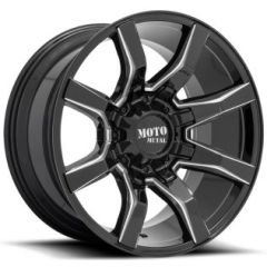 (Clearance - No Returns) 22x12 Moto Metal MO804 Gloss Black Milled (* May Require Trimming) 5x5/127 5x5.5/139.7 -44mm