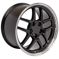 Staggered Full Set: OE Replica Corvette C5 Z06 CV04 Gloss Black Machined Lip