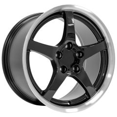 17x9.5 OE Replica Corvette C5 CV05 Gloss Black Machined Lip 5x4.75/120.7 54mm