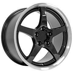 Staggered Full Set: OE Replica Corvette C5 CV05 Gloss Black Machined Lip