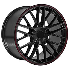 Staggered Full Set: OE Replica Corvette C6 ZR1 CV08 Gloss Black w/ Redline 