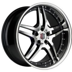 Staggered Full Set: MRR RW2 Cinque Black w/Machined Face (Chrome Stainless Steel Lip)