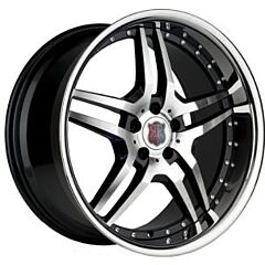 Staggered Full Set: MRR RW2 Cinque Black w/Machined Face (Chrome Stainless Steel Lip)