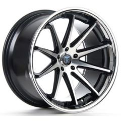 Staggered Full Set: Rohana RC10 Black Machined w/ Chrome Stainless Steel Lip
