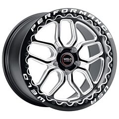 Staggered Full Set: Weld Performance Laguna Drag Beadlock S907 Gloss Black Milled Machined (Rotary Form)
