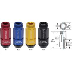 Project Kics Leggdura Racing Shell Type Lug Nut 53mm Open-End Look 16 Pcs + 4 Locks 12X1.25 Red WRL5313R