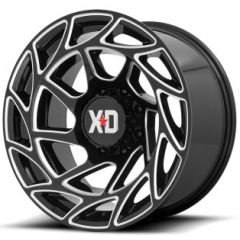 (Clearance - No Returns) 22x12 XD Series XD860 Onslaught Gloss Black Milled (* May Require Trimming) 5x5/127 -44mm