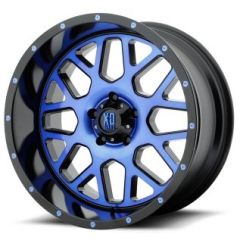 (Clearance - No Returns) 20x10 XD Series XD820 Grenade Satin Black Machined w/ Blue Tinted Clear Coat 5x5/127 -24mm
