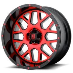 (Clearance - No Returns) 20x10 XD Series XD820 Grenade Satin Black Machined w/ Red Tinted Clear Coat 5x5/127 -24mm