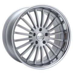 20x8.5 XIX X59 Silver Brushed Face w/ Stainless Steel Chrome Lip 5x120 35mm