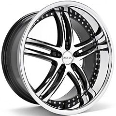 Staggered Full Set: XIX X15 Gloss Black Machined w/ Chrome Stainless Steel Lip