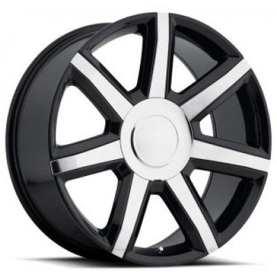 Category Cadillac Escalade Luxury Replica Wheel Gloss Black w/ Chrome Inserts FR56 image
