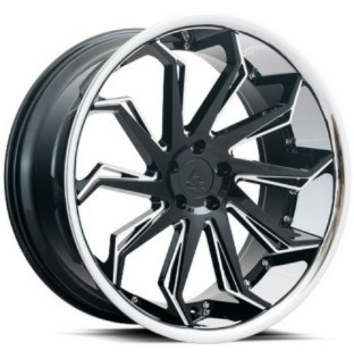 Category AZAD AZ1101 Gloss Black Machined w/ Chrome Stainless Steel Lip image