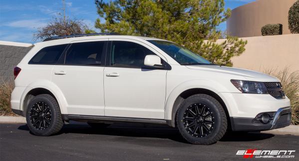 17 inch XD Series XD818 Heist Satin Black Milled Accents on a 2018 Dodge Journey
