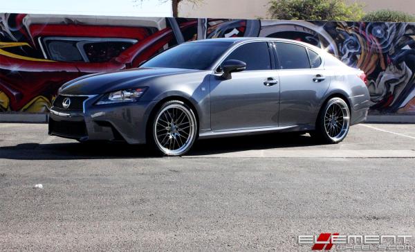 20 inch Staggered Ace Alloy AFF04 Black Chrome w/ Machined Lip on a 2014 Lexus GS350 w/ Specs