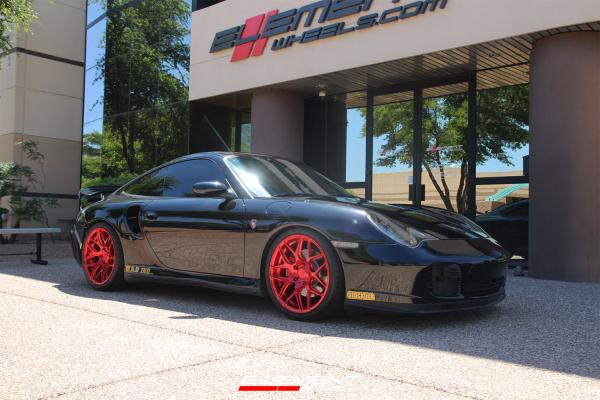 19 inch Staggered MRR FS01 Full Brushed Translucent Red on a 2001 Porsche 911 996 Turbo