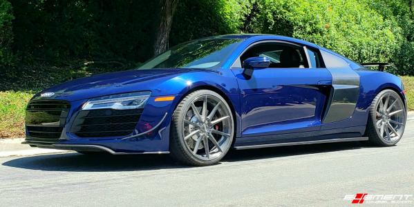 Staggered 20 Inch Variant Argon in Brushed Titanium on a 2014 Audi R8 W/ Steel Brakes