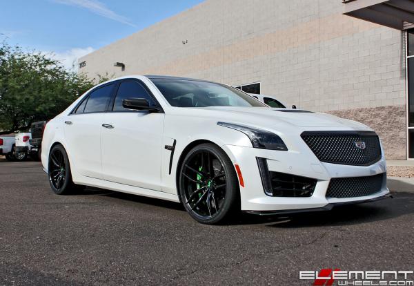 20 inch Staggered Variant Krypton Gloss Piano Black (Cold Forged) on a 2016 Cadillac CTS-V Sedan w/ specs
