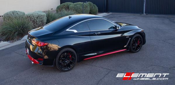 20 inch Gianelle Monte Carlo Gloss Black w/ Machined Face on 2019 Infiniti Q60S Red Sport