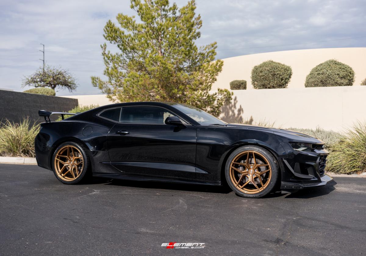 20 inch Staggered Variant Xenon Brushed Bronze on a 2017 Chevrolet Camaro SS