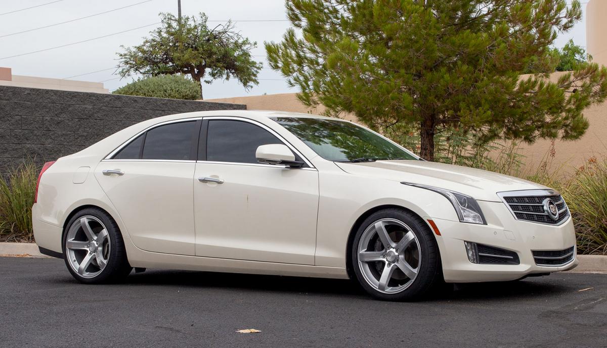 18 inch Staggered MRR VP5 Gloss Silver Machined on a 2014 Cadillac ATS Premium RWD