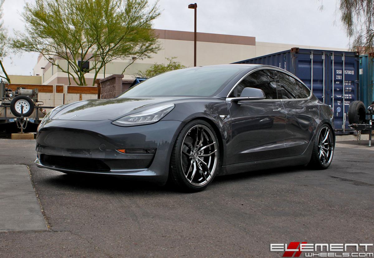 20 inch Staggered Variant Krypton Super Black Chrome (Flow Forged) on a 2017 Tesla Model 3 w/ specs