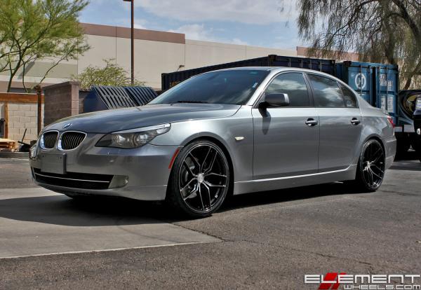 20 inch Staggered Stance SF03 Gloss Black Tinted Machined on a 2008 BMW 535i RWD w/ Specs