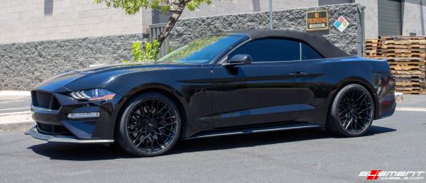 Staggered 20 Inch American Racing AR927 Barage in Satin Black on a 2018 Ford Mustang GT
