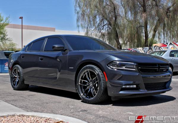 20 inch Staggered Variant Krypton Super Black Chrome (Cold Forged) on a 2016 Dodge Charger w/ Specs