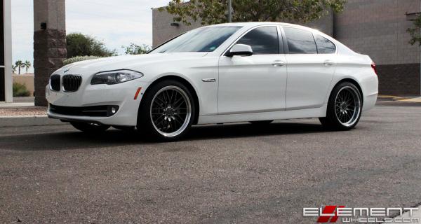 20 inch Staggered Ace AlloyAFF04 Black Chrome w/ Machined Lip (Flow Formed) on a 2012 BMW 525i w/ Specs