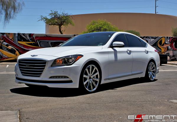 20 inch Staggered Gianelle Santoneo Chrome on a 2017 Genesis G80 w/ Specs