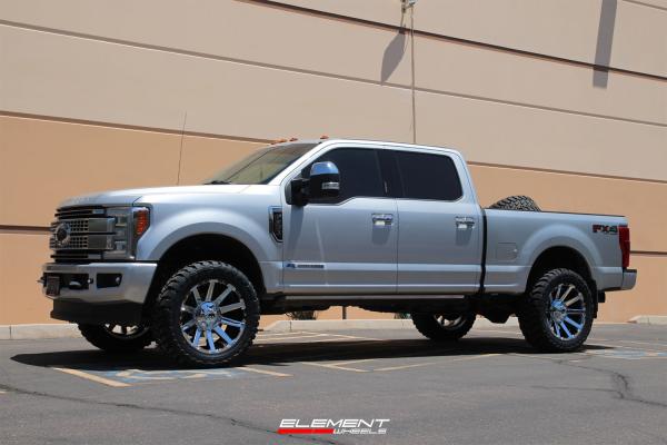 22 inch Fuel Off-Road Contra Chrome D614 on a Leveled 2018 Ford F-350HD