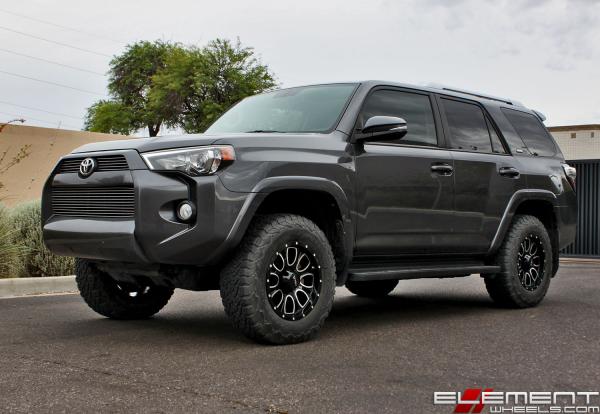 17x9 Helo HE879 Gloss Black Milled on a 2015 Toyota 4Runner w/ Specs