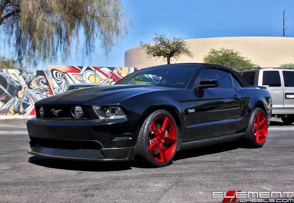 20 inch Staggered Niche Milan Candy Red on a 2011 Ford Mustang w/ Specs