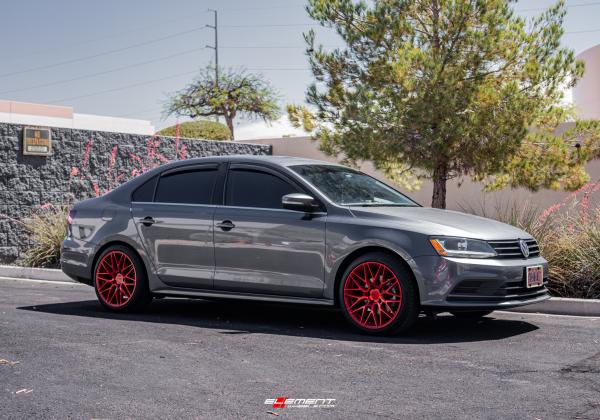 18 inch F1R F103 Candy Red on a 2017 Volkswagen Jetta