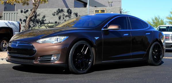 20 inch Staggered TSW Tabac Semi Gloss Black on a 2012 Tesla Model S 2WD